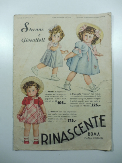 Strenne e giocattoli. Listino semestrale, 20 novembre 1939